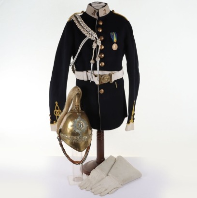 British 6th Dragoon Guards Dress Tunic and Helmet