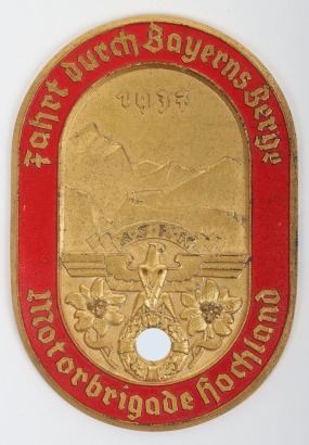 Third Reich NSKK (Nationalsozialistisches Kraftfahrkorps) Non-Portable Award for Motorbrigade Hochland Event in 1937 in Bavaria