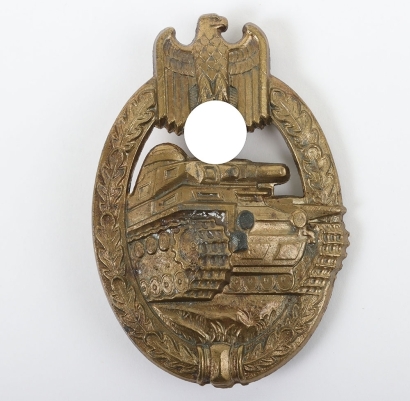 WW2 German Panzer Assault Badge in Bronze, 'Daisy' Variant Type B,