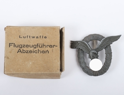 WW2 German Luftwaffe Pilots Badge in Original Card Box by Friedrich Linden, Ludenscheid,