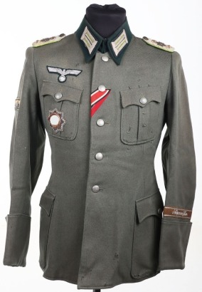 Rare WW2 German Panzer Grenadier Regiment Nr60 'Feldherrnhalle' German Cross in Gold and Tank Destruction Strip in Gold Winners Combat Tunic