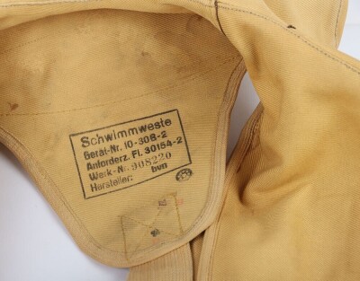 WW2 Luftwaffe Schwimmweste, Life Vest, 10-30B-2. - 8