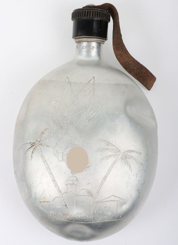 WW2 German Afrikakorps War Art Decorated Water Bottle