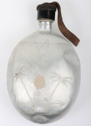 WW2 German Afrikakorps War Art Decorated Water Bottle