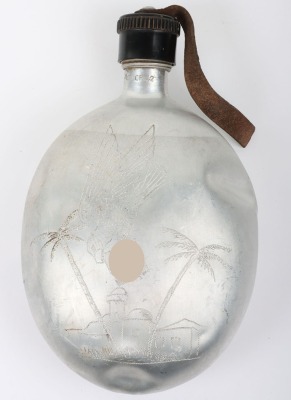 WW2 German Afrikakorps War Art Decorated Water Bottle
