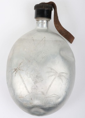 WW2 German Afrikakorps War Art Decorated Water Bottle - 2