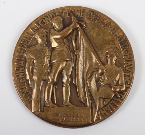 Pre War Italiain Fascist Bronze Mussolini's Air Force Medallion.