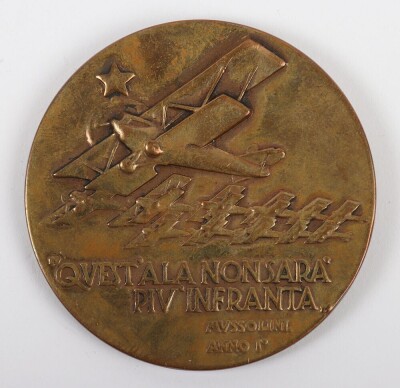 Pre War Italiain Fascist Bronze Mussolini's Air Force Medallion. - 2