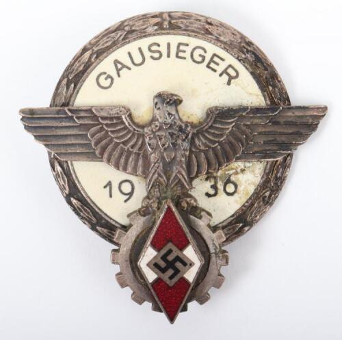 Third Reich Hitler Youth Gausieger 1936 Badge