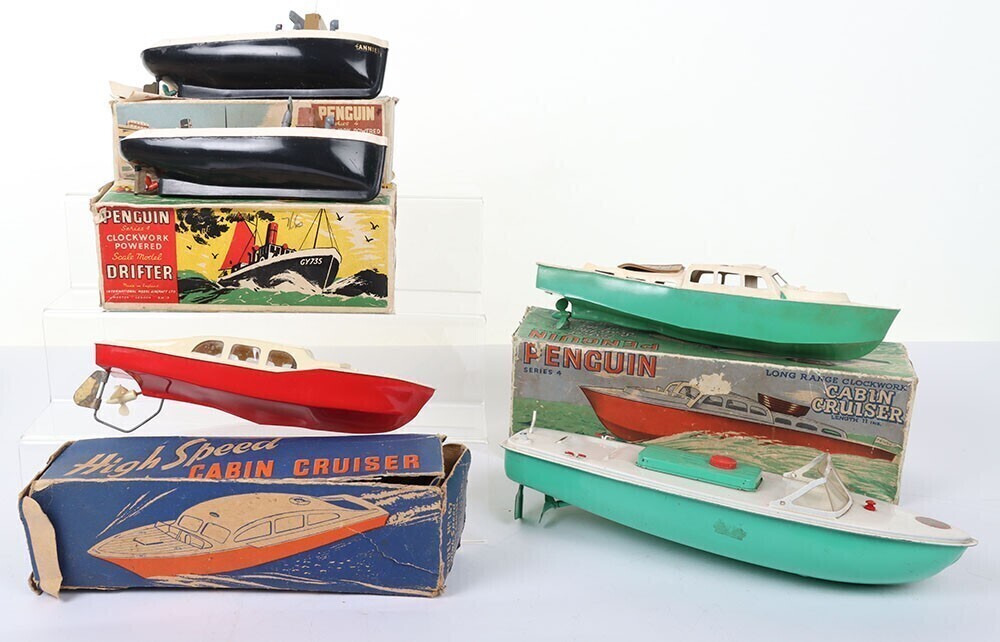 Toy Boat Collection Five Vintage Toy Boats