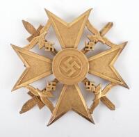 Third Reich Spanish Cross with Swords in Gold