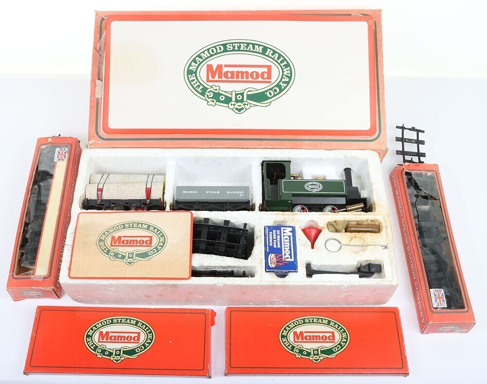 A boxed RS1 The Mamod Live Steam Railway Company Goods Train Set