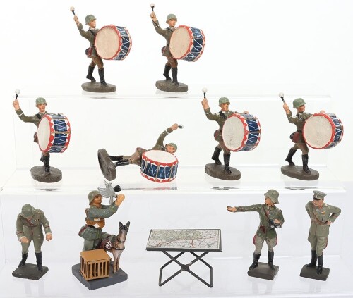 Lineol and Elastolin 70mm Hitler, Soldiers and Wehrmacht Bass Drummers, 1930s,