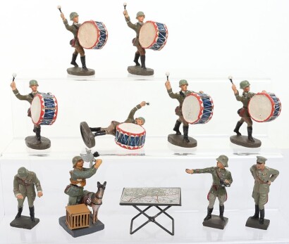 Lineol and Elastolin 70mm Hitler, Soldiers and Wehrmacht Bass Drummers, 1930s,