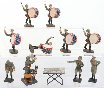 Lineol and Elastolin 70mm Hitler, Soldiers and Wehrmacht Bass Drummers, 1930s,