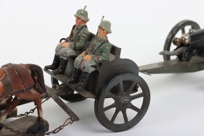 Elastolin German Army Horse Team, with Field gun and limber, circa 1930's - 3