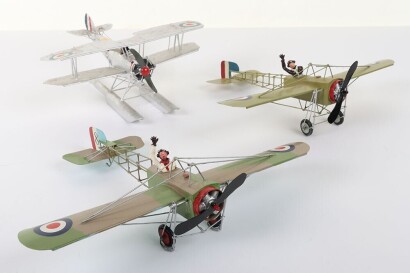 Three Heco 1:32 scale tinplate Aeroplanes,