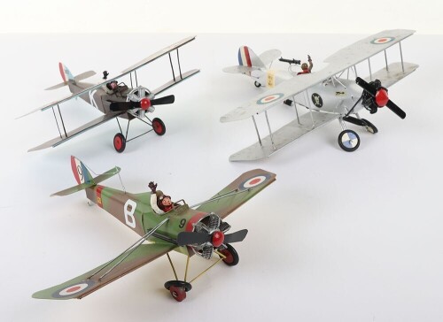 Three Heco 1:32 scale tinplate Aeroplanes,