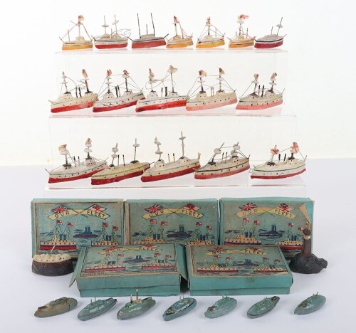 'Our Fleet' five boxed sets of Japanese composition painted warships, circa 1910