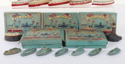 'Our Fleet' five boxed sets of Japanese composition painted warships, circa 1910 - 2
