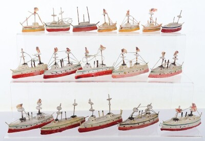 'Our Fleet' five boxed sets of Japanese composition painted warships, circa 1910 - 3