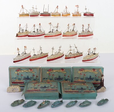 'Our Fleet' five boxed sets of Japanese composition painted warships, circa 1910 - 4