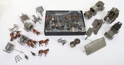 French manufactured 55mm solid cast military figures by L.P Paris (Louis Prieur), SR horse teams and more, circa 1910,