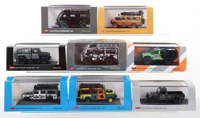 Eight Master Models 1/64 Scale Land Rover Defender Models
