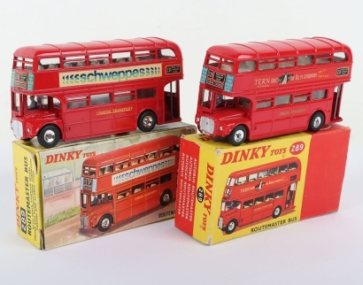 Two Dinky Toys 289 Routemaster Buses