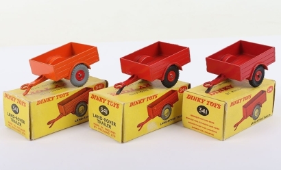 Three 341 Vintage Dinky Toys Land-Rover Trailers