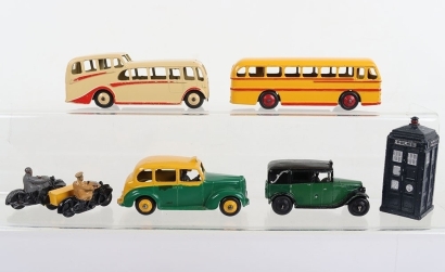 Four Vintage Unboxed Dinky Toys Public Transport Vehicles
