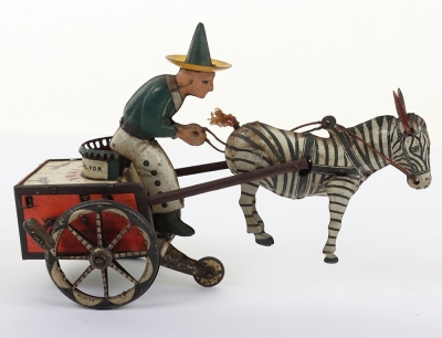 A Lehmann (Germany) Tinplate Clockwork Zikra Zebra and Cart - 2