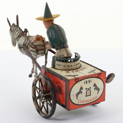 A Lehmann (Germany) Tinplate Clockwork Zikra Zebra and Cart - 4