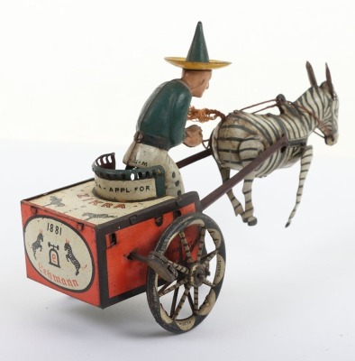 A Lehmann (Germany) Tinplate Clockwork Zikra Zebra and Cart - 5