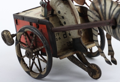 A Lehmann (Germany) Tinplate Clockwork Zikra Zebra and Cart - 6