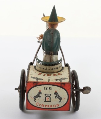 A Lehmann (Germany) Tinplate Clockwork Zikra Zebra and Cart - 7