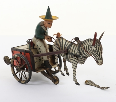 A Lehmann (Germany) Tinplate Clockwork Zikra Zebra and Cart - 9