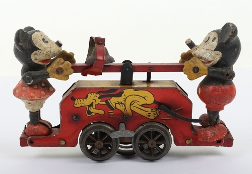Wells-Brimtoy Tinplate Mickey Mouse Handcar