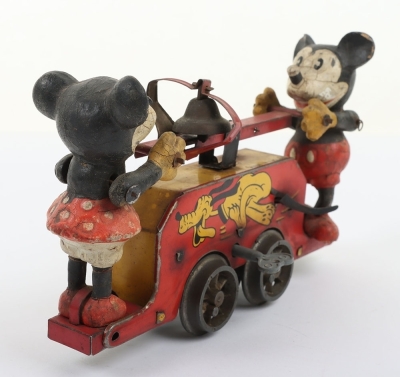 Wells-Brimtoy Tinplate Mickey Mouse Handcar - 2