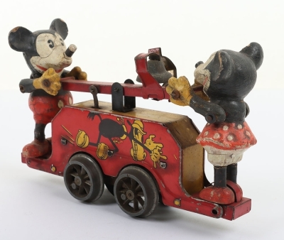 Wells-Brimtoy Tinplate Mickey Mouse Handcar - 4