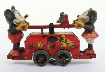 Wells-Brimtoy Tinplate Mickey Mouse Handcar - 5