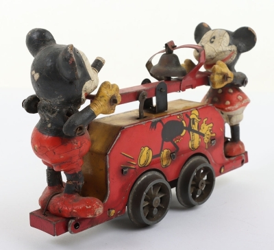 Wells-Brimtoy Tinplate Mickey Mouse Handcar - 6
