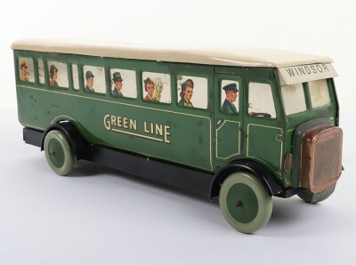 Chad Valley Aluminium Clockwork Green Line Single Decker Bus - 3