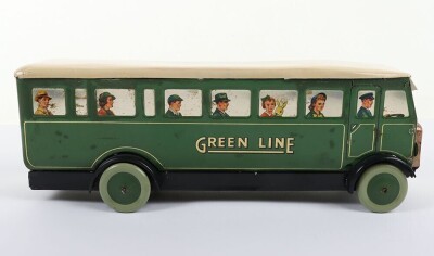 Chad Valley Aluminium Clockwork Green Line Single Decker Bus - 4