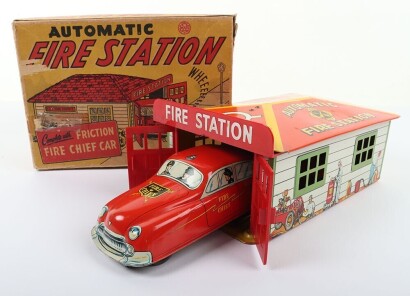 Marx (British) boxed Automatic Fire Station, 1950s,