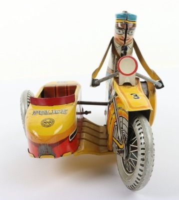Marx (New York) tinplate clockwork Police Motorbike with sidecar, 1950s, - 2