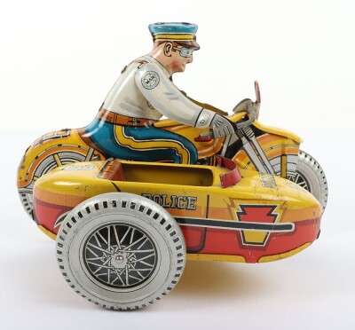 Marx (New York) tinplate clockwork Police Motorbike with sidecar, 1950s, - 4