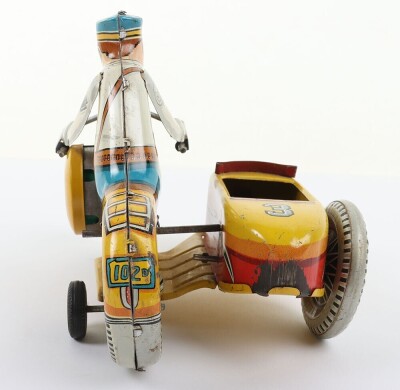 Marx (New York) tinplate clockwork Police Motorbike with sidecar, 1950s, - 6