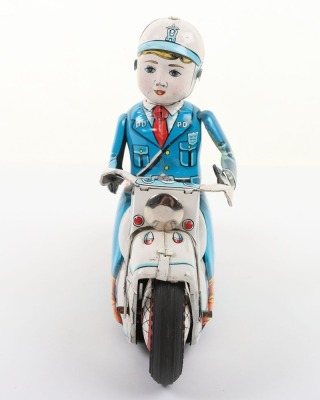 Masudaya Modern Toys tinplate friction driven Police Motorcyclist P.D 26, Japanese circa 1960, - 2