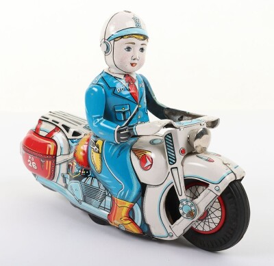 Masudaya Modern Toys tinplate friction driven Police Motorcyclist P.D 26, Japanese circa 1960, - 3